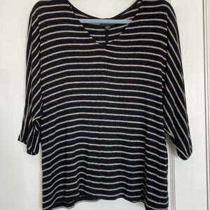 J. Jill 3/4 sleeve women’s top size M. Black with gray stripes.